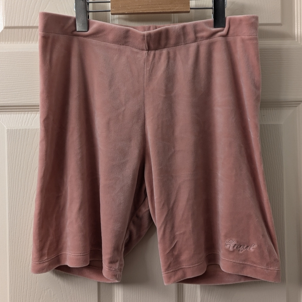 Pink Velour Biker Shorts